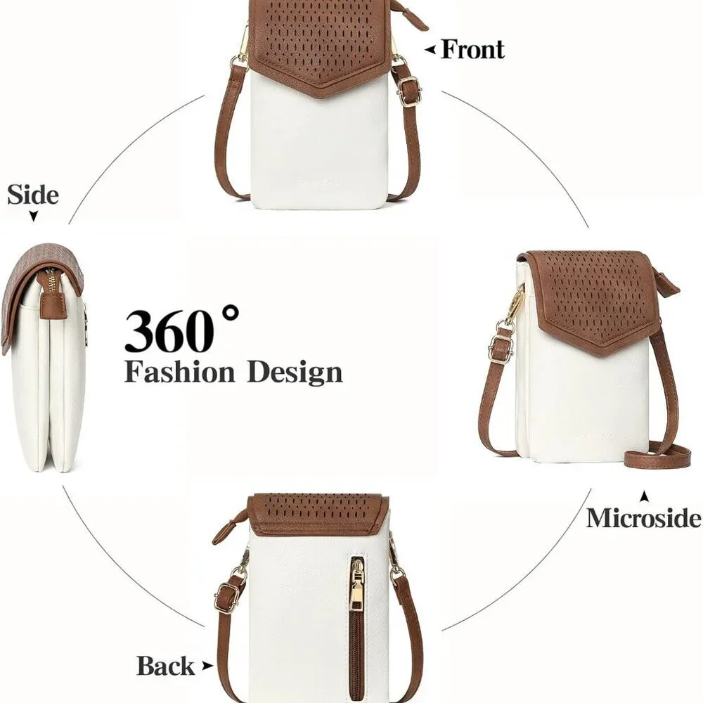 Small Leather Crossbody Bag Women Cell Phone Purse Wallet Compartments